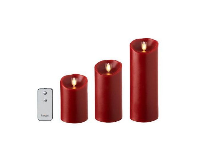 all wax pillar flameless candle set