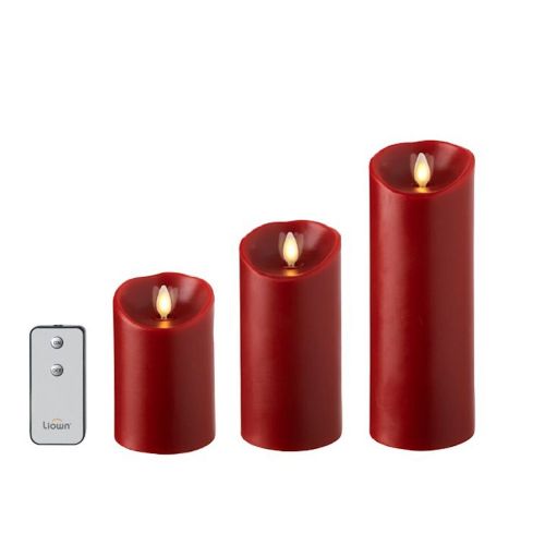 Wax Pillar Candle Set/3 Red (3