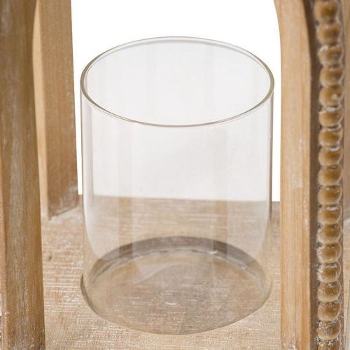 Lantern (Beaded Open Wood W/Glass Cylinder)