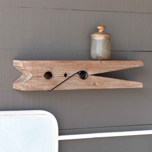 Wood Clothespin Wall Shelf 24