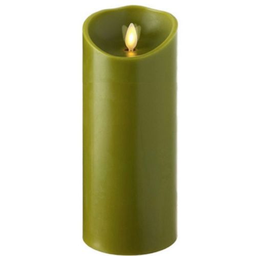 Wax Pillar Flameless Candle With Timer Sage 3
