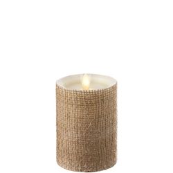 Burlap Wrapped Flameless Candle 3.5