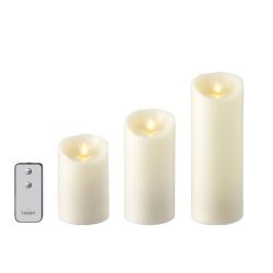 Wax Pillar Candle Set/3 Ivory (3