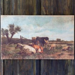 Cows In Pasture Print On Canvas 