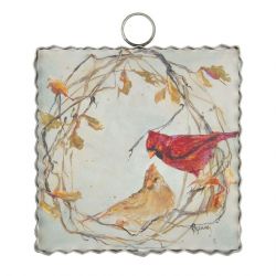 Mini Wreath With Cardinals Print