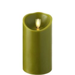 Wax Pillar Flameless Candle With Timer Sage 3